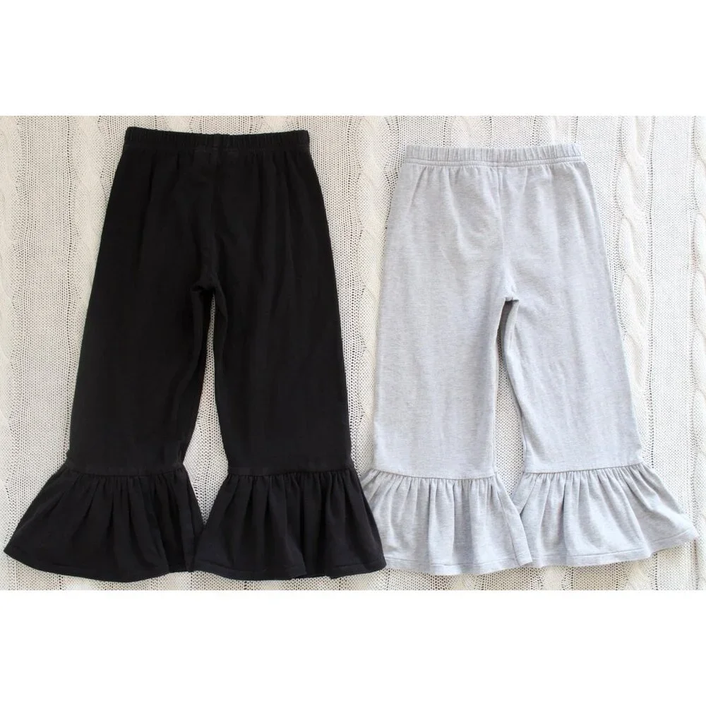 Lot of 2 MATILDA JANE Girl's Big Ruffles Pants Black & Gray, Size 4 REPAIR - Picture 2 of 12